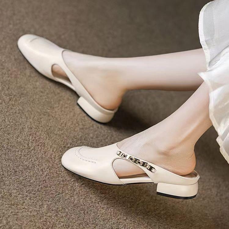 French Retro Muller Shoes Outer Wear 2025 New Summer Soft Low-heeled Single Shoes Versatile Sandals Half Slippers Women's Outer Wear