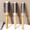 Hairstyling Nylon Hair Brush - Hair Dryer Cylinder Curling Comb - Aluminum Tube Comb and Wooden Handle