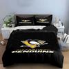 Pittsburgh Penguins Hockey Logo Design Print Bedding Set Duvet Cover Pillowcases (1* Duvet Cover 2* Pillowcases Do Not Include Comforter)