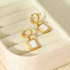 Ins French Retro Geometric Corner-cut Rectangular Resin Earrings Plated with 18k Gold Stainless Steel Waterproof Earrings for Women