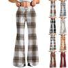 Women's Fashion Loose Drawstring Waist Plaid Printed Casual Sports Pants Casual Flared Pants