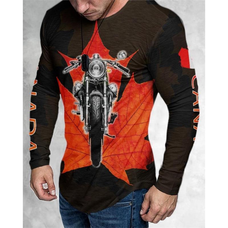 Camiseta De Manga Larga Con Estampado 3D Para Hombre, Ropa Informal Holgada De Gran Tamaño, Estilo Retro, XS-5XL De Alas Y Motocicleta