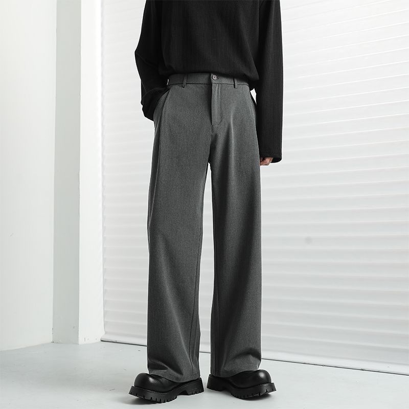 Trendy Brand Anti-wrinkle and Drape Casual Trousers Men's Trend Versatile Loose Wide-leg Straight Trousers