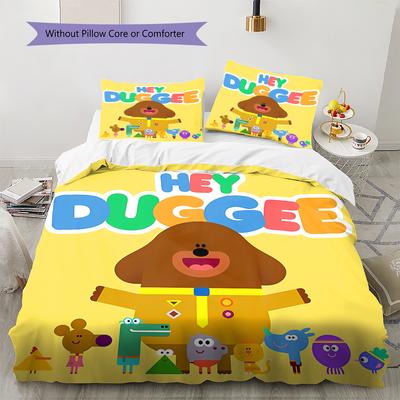 Hey Duggee Pattern Bedding,Quilt Set Quilt Cover Pillowcase Home Birthday Gift (1 * Duvet Cover + 2 * Pillowcase, Without Core)