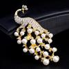 Women Girls Refined Brooches Fashionable High-end White Pearl Peacock Elegant Sparkling Rhinestone Breastpin Pin