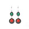 Chinese Classical Cheongsam Hanfu Earrings with Imitation Southern Red Agate & Thai Silver Electroplating