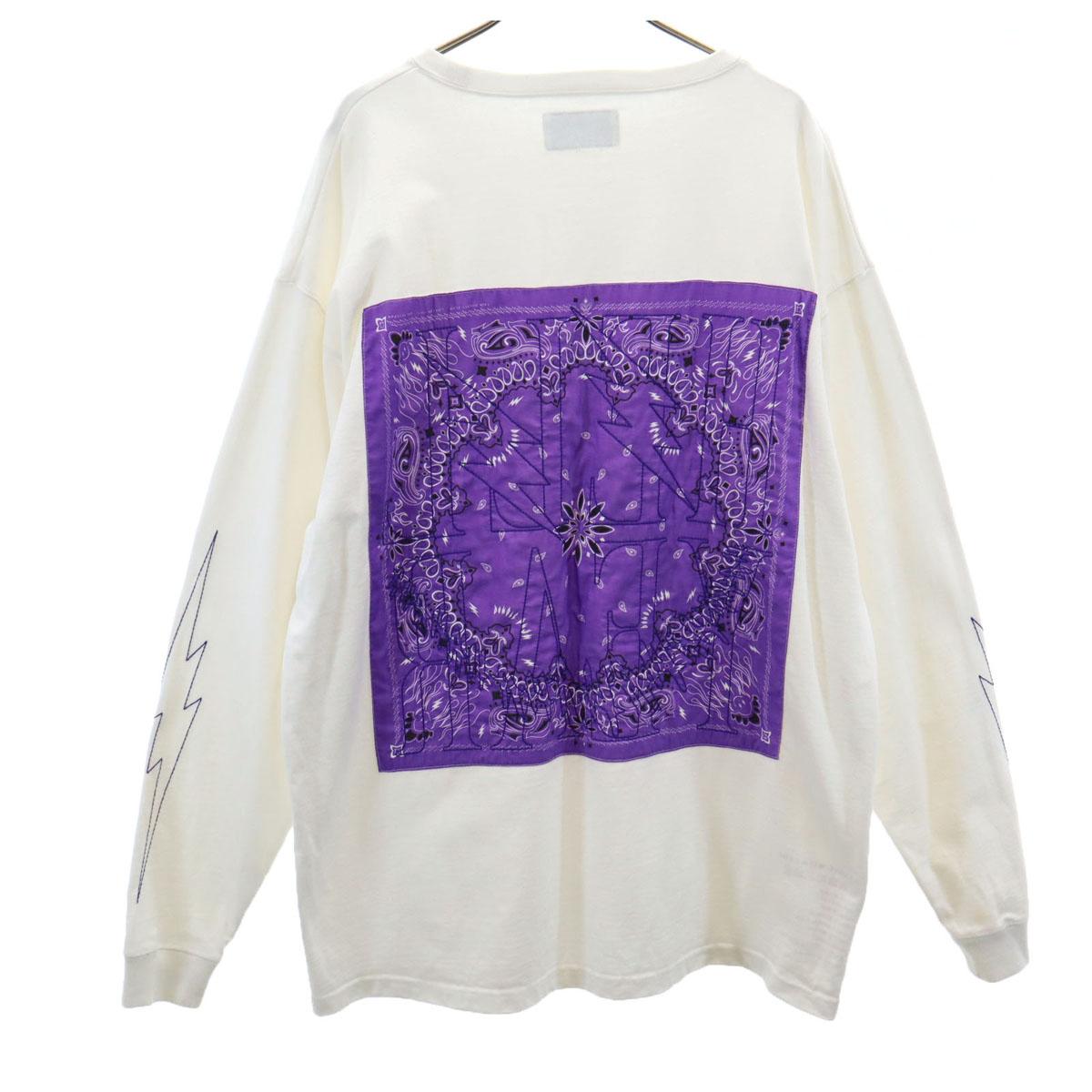 

TAIN DOUBLEPUSH Футболка с длинным рукавом и банданой на спине L белая Ron T Мужская Б/У