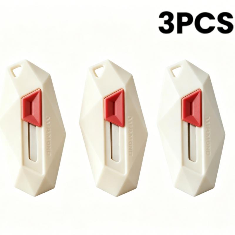 1/3PCS Diamond Design Unbox Knife Safety Round Head Cutter Magnetic Carton Box Cutter for Opening Package Letter Utility Knife