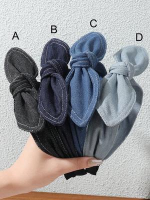 1 Stück Cowboy Schlichte Hasenohren Damen Stirnband Breite Kante Kräuselhandwerk Haarbänder Haaraccessoires Rutschfest Sport Ausflug