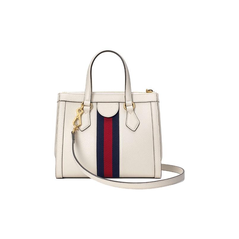 Gucci Ophidia Gold Logo Stripe Webbing Leather Tote Bag Women Tote Bags White 547551DJ2DG8454