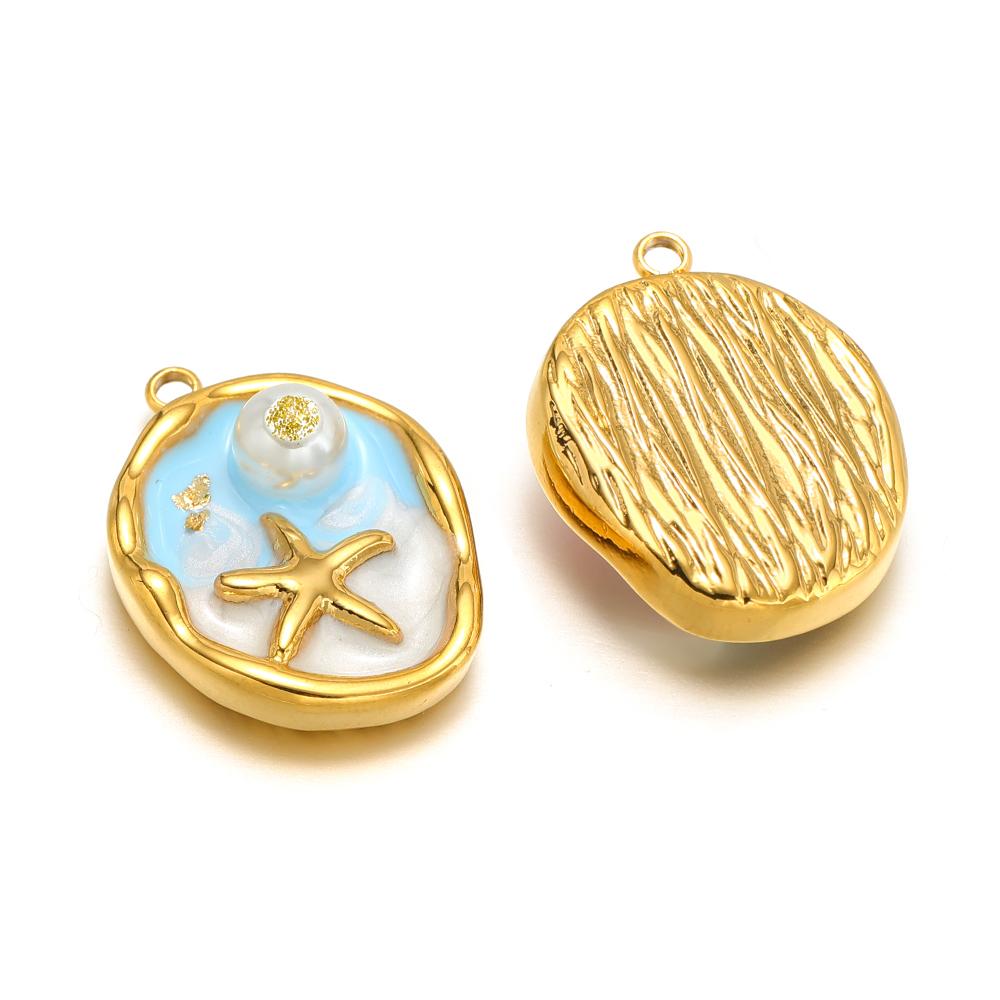 3Pcs Monet Garden Classical Charms Gold Stainless Steel Painted Flower Jewelry for DIY Necklace Pendant Bracelet Earrings Making