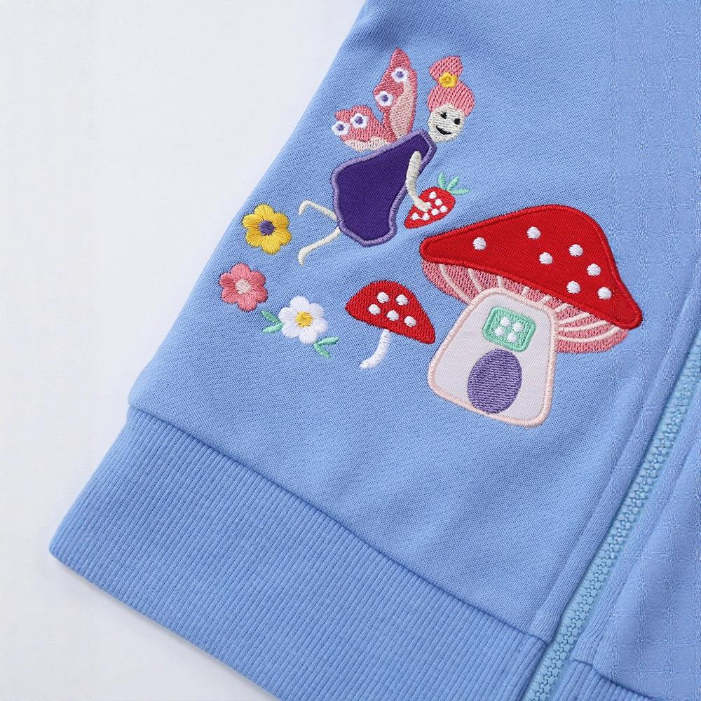 New Autumn And Winter Creative Embroidered Children'S Jacket Long Sleeve Hooded Zipper Sweatshirt Cartoon Children'S Sweatshirt Jacket