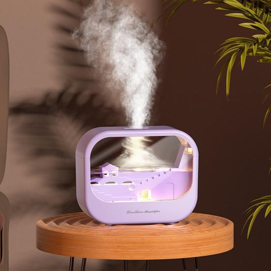 Aroma Diffuser with Landscape, 7 Color Flame Humidifier, 250ml Essential Oil Diffuser with Auto Shut Off, Quiet Mist Humidifier for Home