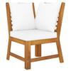9 Piece Garden Lounge Set with Cream Cushions Solid Acacia Wood