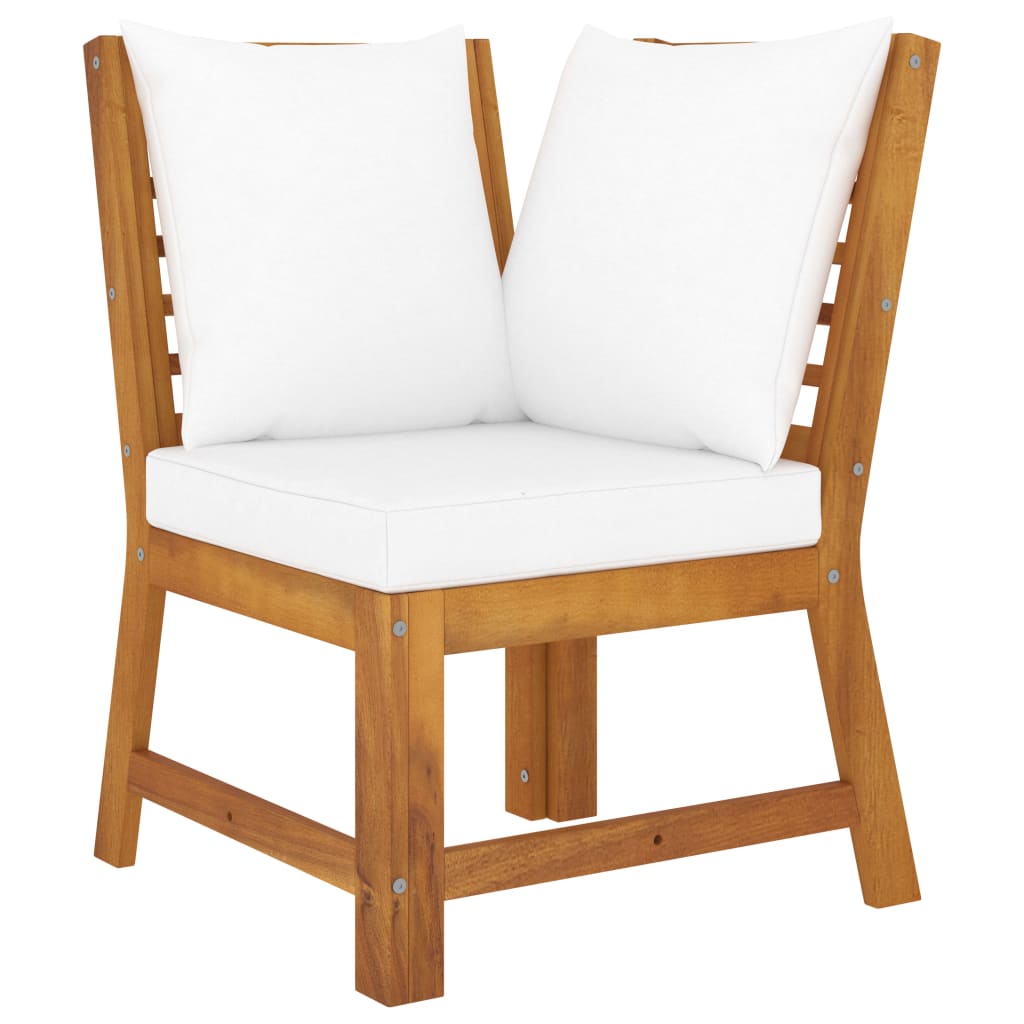 9 Piece Garden Lounge Set with Cream Cushions Solid Acacia Wood