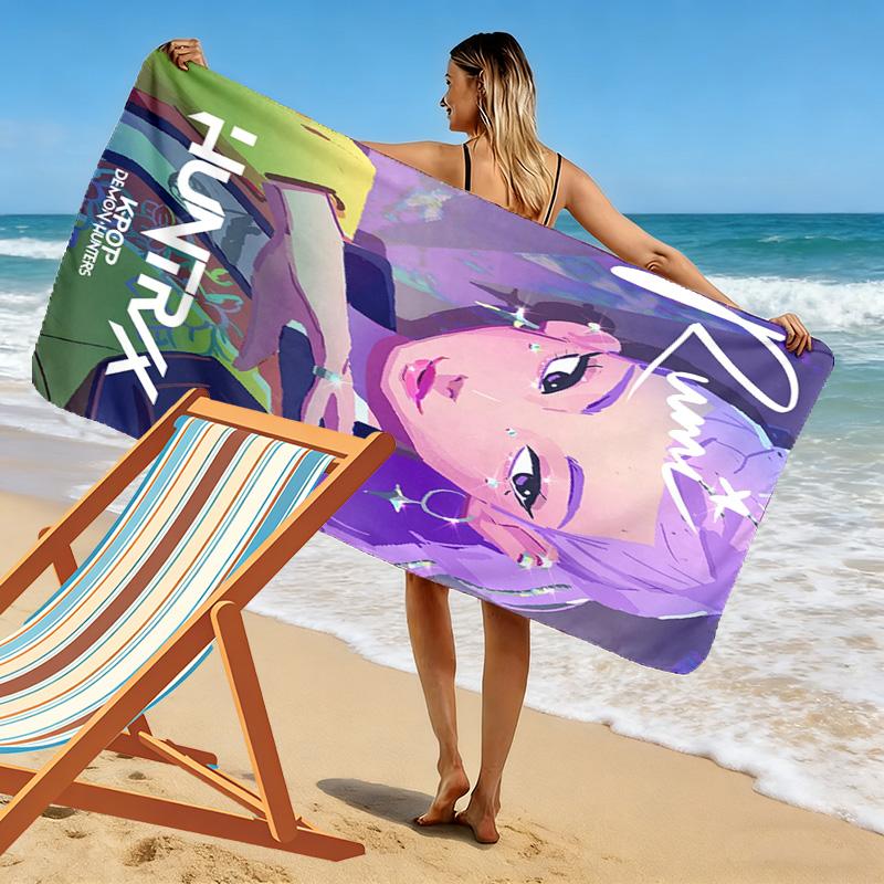 K-Pop Demon Hunters: Urban Fantasy Adventure beach towel Beach towel for vacation photos beach quick-drying swim towel Absorbent bath towel swim