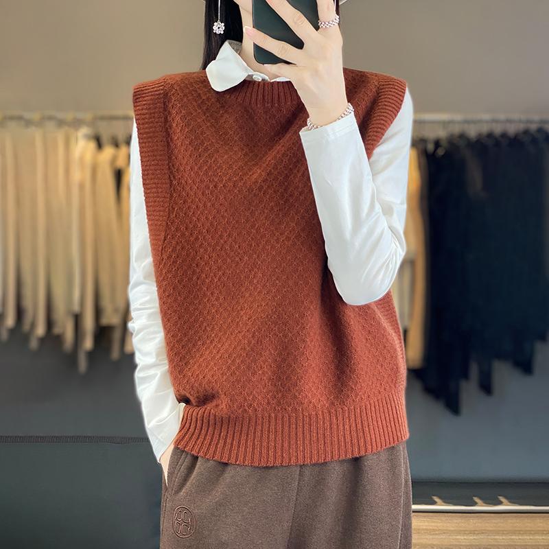Women's Cashmere Vest Qinghe Cashmere 30% Cashmere 70% Wool Women's Autumn and Winter Cashmere Vest Soft and Warm