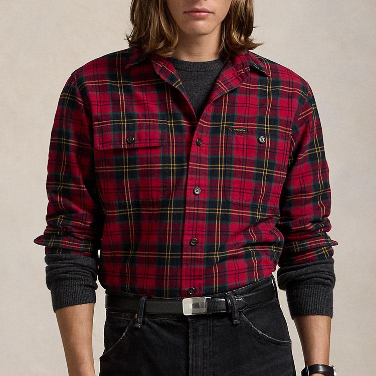 Polo Ralph Lauren Plaid Button-Down Collar Long Sleeve Shirt Men shirts Red MNPOWOV16823767-600