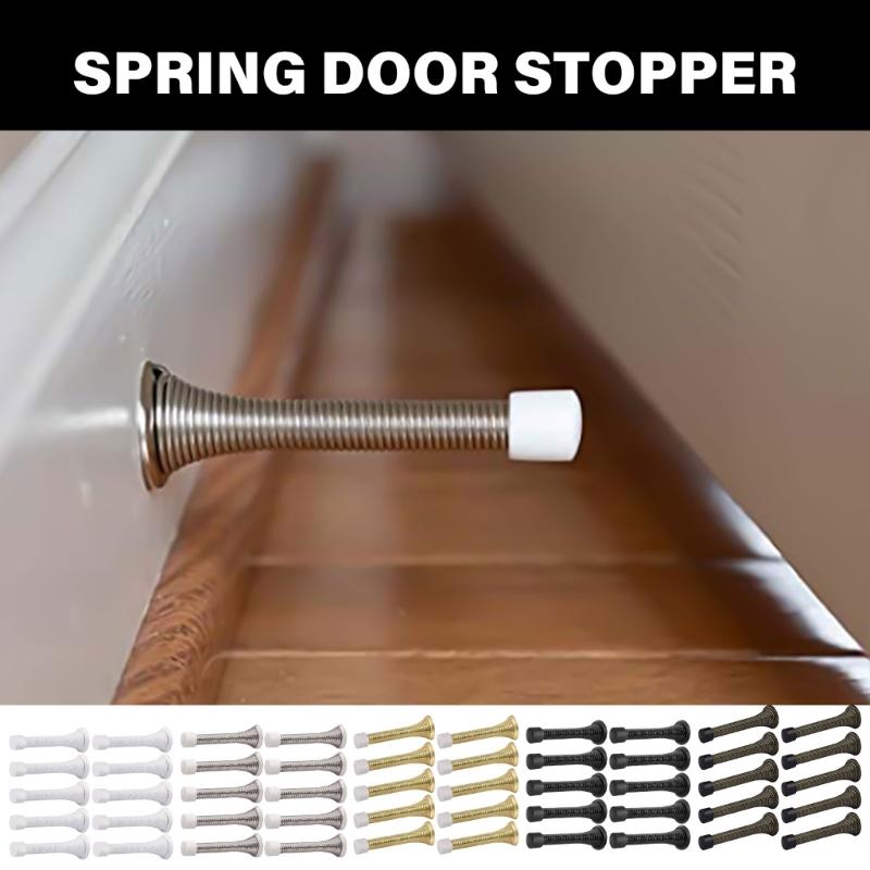 10Pcs Heavy Duty Spring Door Stoppers with Rubber Bumper AntiCollision Wall Protector for Kitchen, Bedroom, Office