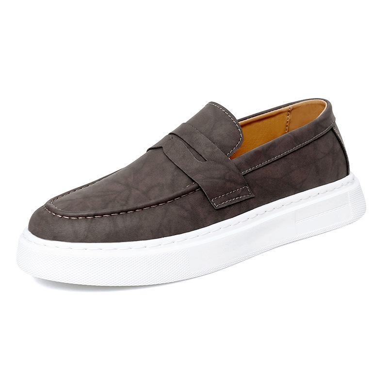 Men's Autumn Comfortable Slip-On Loafers: Breathable, Lightweight Cowhide Shoes with Thick Sole