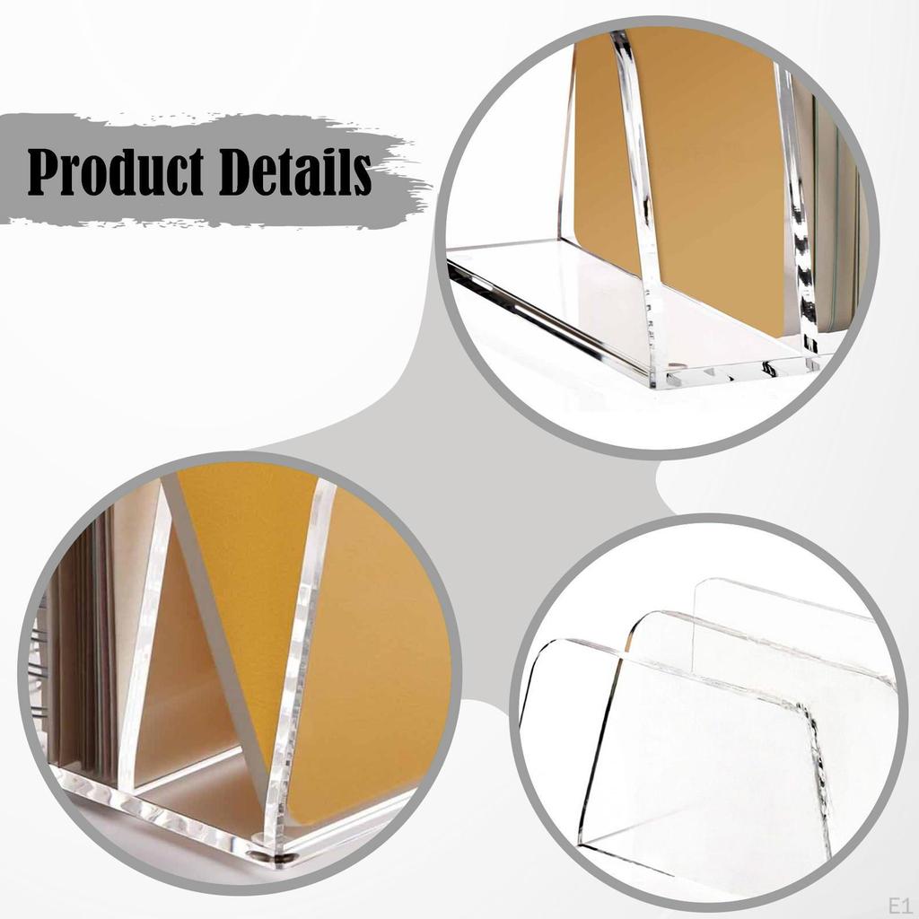 Acrylic Mail Organizer for Desk Letter File Holder Stand Countertop Practical Vanity Paper
