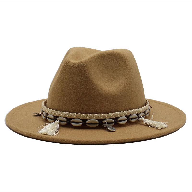 Woolen Top Hat, Minority Style Jazz Hat, Retro Flat-Brimmed Big Eaves Hat.