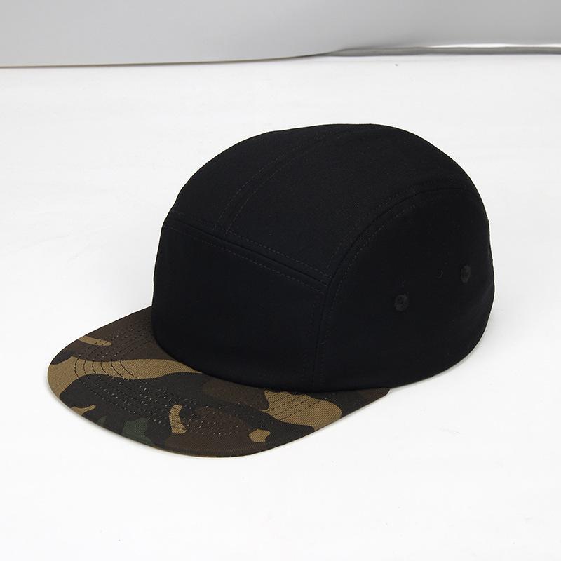 Cotton 5-Panel Flat Brim Baseball Cap, Unisex Aviator Skateboard Camping Hat, Street Hip Hop Headwear