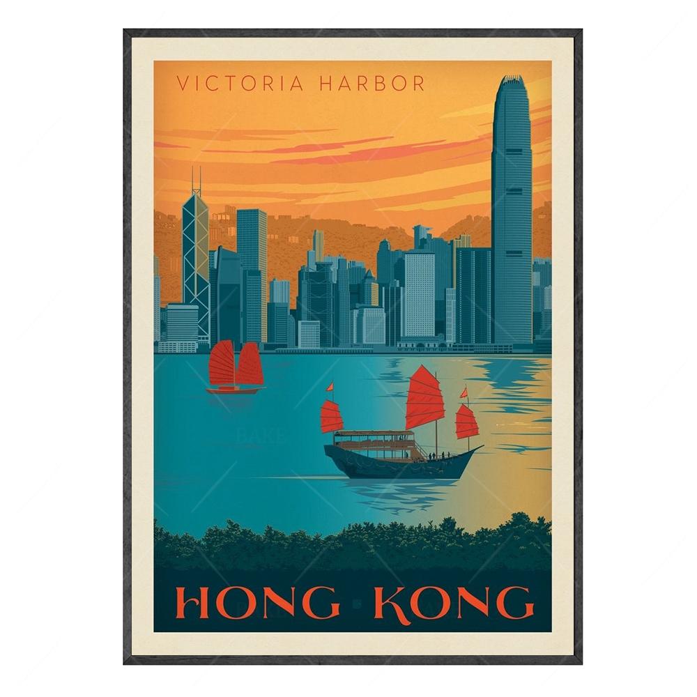 World City Landmark Painting Art Posters Florence Shang Hai Manhattan New York Paris Arc de Triomphe Home Eecor for Living Room