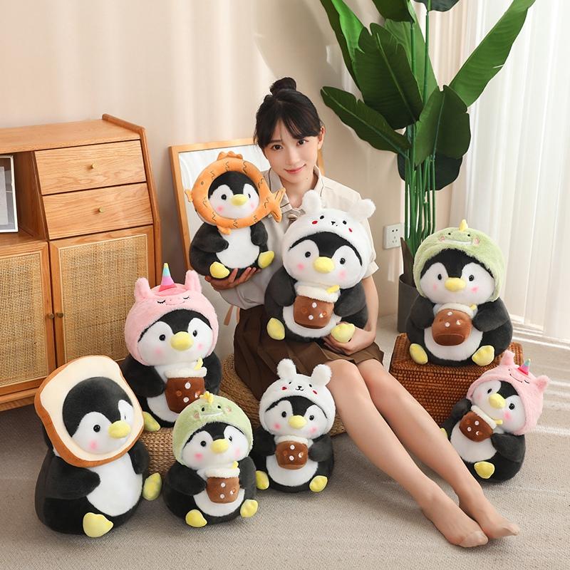 30/40cm Cartoon Penguin Plush Doll Pillow Turn Rabbit Dinosaur Unicorn Snapper Stuffed Animal Gift for Boys Girls