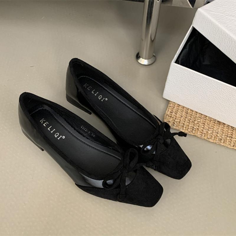 

Мода Bailamos 2024 Осень Женские Туфли на Плоской Подошве Модные Неглубокие Слипоны Женские Элегантные Туфли-лодочки Мягкий Плоский Каблук Платье Балетки Обувь Му 39 чёрный