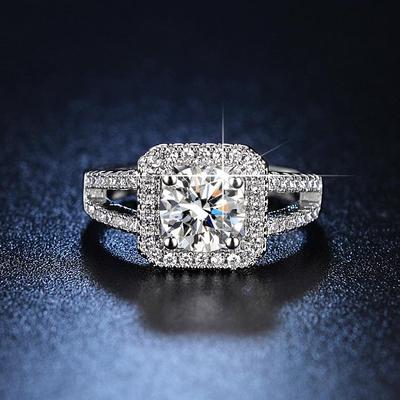 Bagues carrées de style coréen avec diamant simulé taille princesse pour femmes