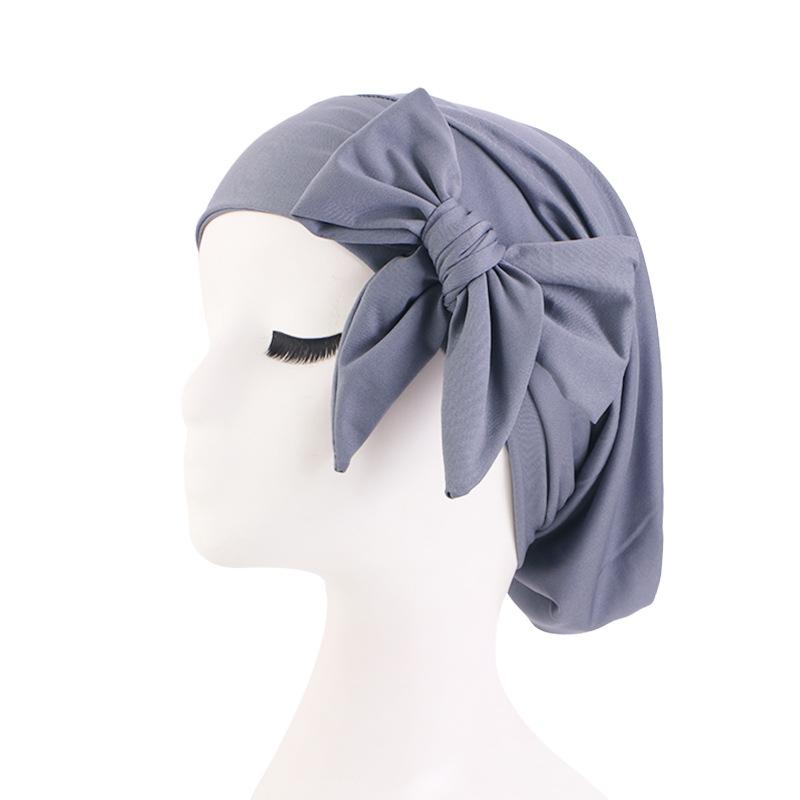 Solid color elastic streamer headscarf cap, headband cap, primer cap, hair care cap JDT-31A