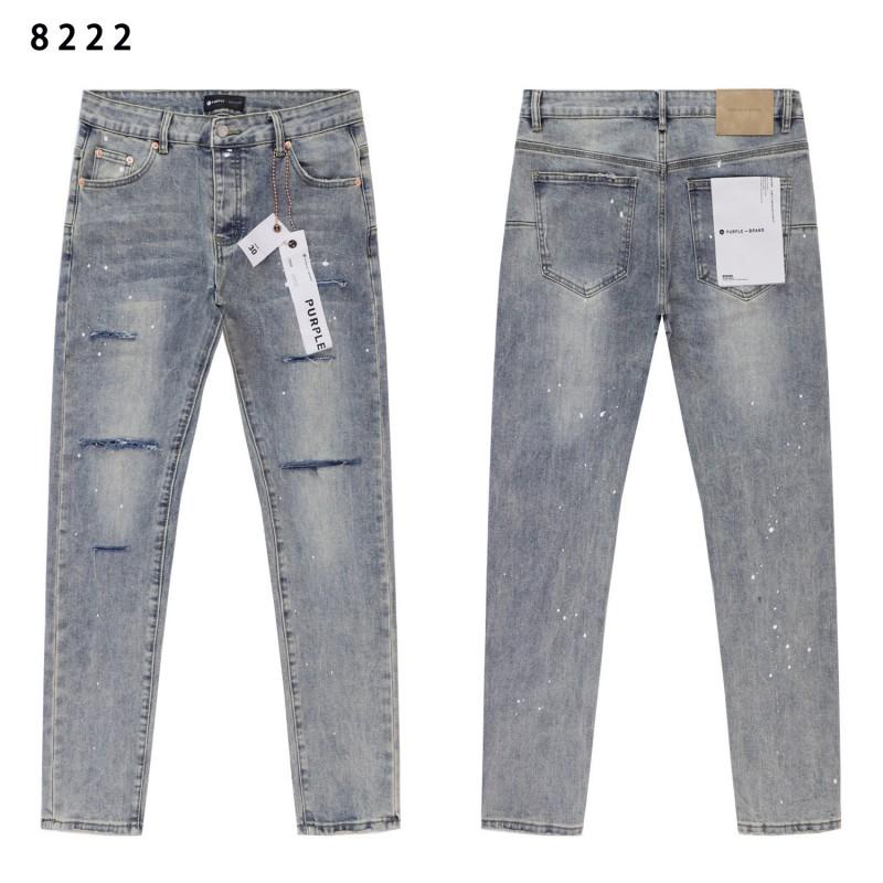 Mens Slim Fit Distressed Straight Leg Denim Jeans - Mid Rise Light Wash Youth Streetwear Style
