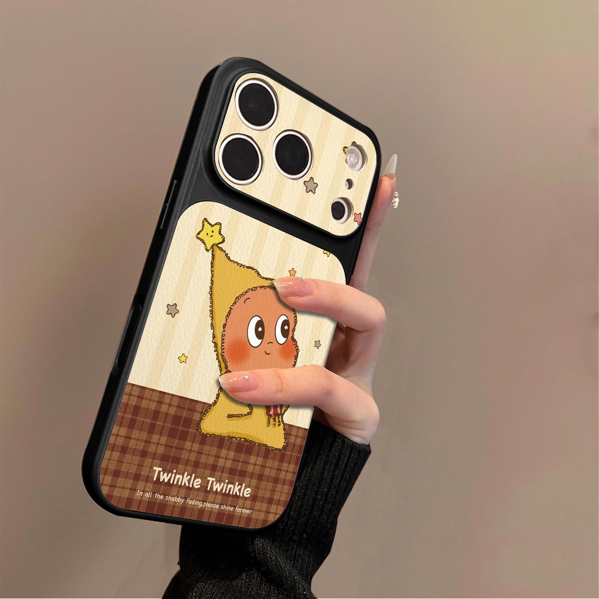 

Brown Plaid Cartoon Case for Apple 17 Pro Max, 16 Pro, 15 Pro Max, and 14 Pro - Drop-Proof Apple 15 Plus
