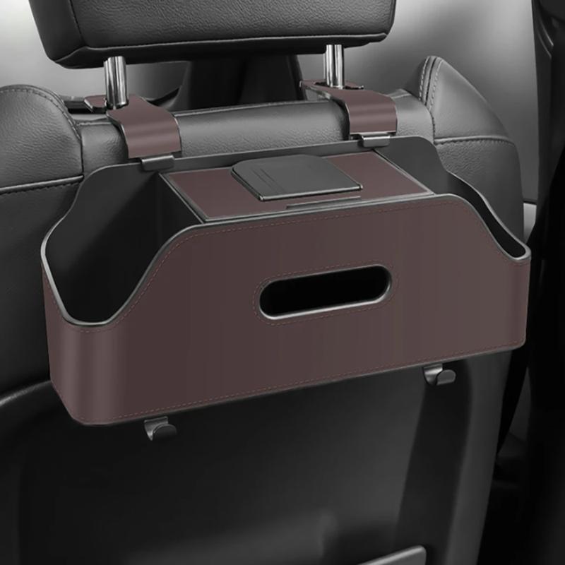 Universal Car Seat Back Storage Box Multi-Functional Vehicle Mounted Tissue Box Rear Seat Storage Cup Holder Hook Car Accessorie