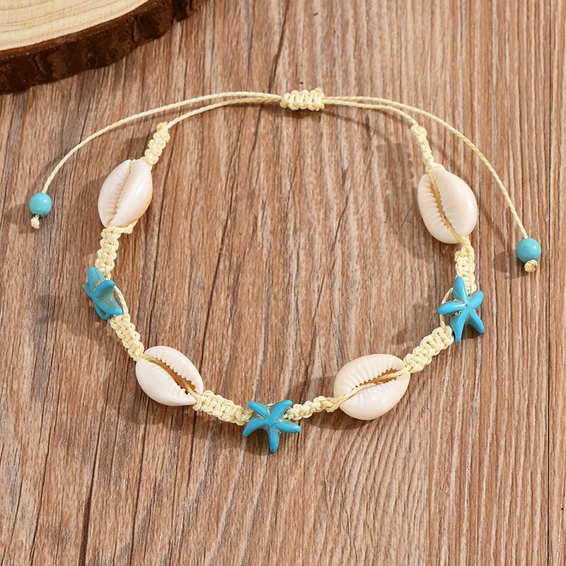 Simple Adjustable Woven Rope Handmade Bracelets for Women Men Boho Shell Conch Starfish Charm Bracelet Summer Beach Jewelry Gift