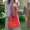 Mori hollow flower knitted shoulder bag large capacity woven tote bag seaside vacation handbag