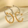 18K Gold Geometric Titanium Steel Twisted Earrings for Women