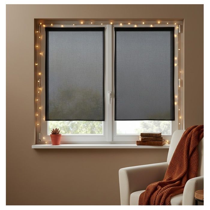 Paire de Rideaux Voile 70 x 200 cm Brise bise noir