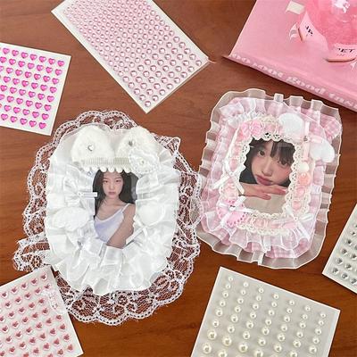 3D Dekorativní Samolepka s Kamínky a Perličkami Jednorázová Módní Polokulaté Perlové Samolepky Lehký Luxus Samolepicí