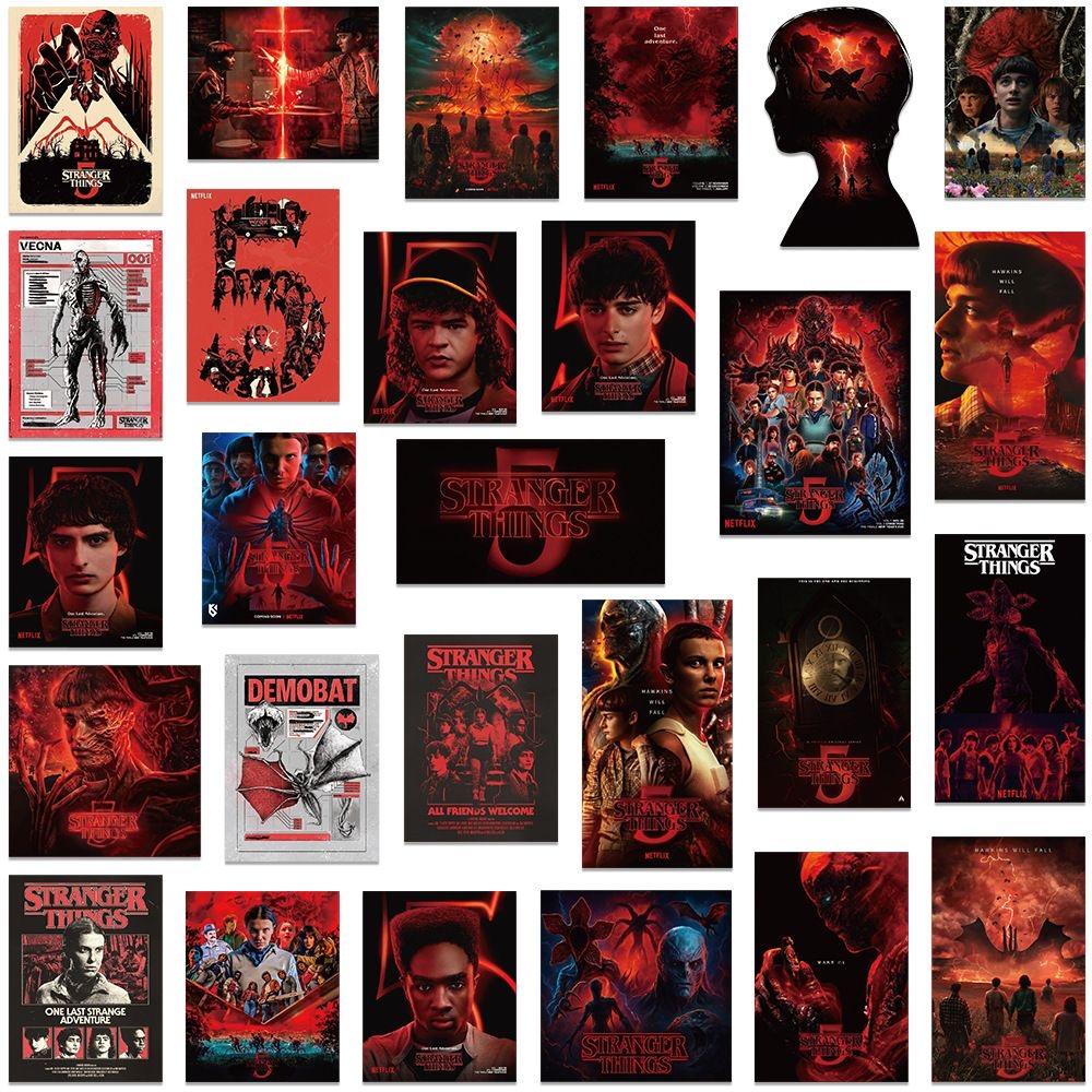 54 PCS Stranger Things Stickers,Stickers Movie Anime Stickers for Laptop Journal Skateboard Guitar Luggage