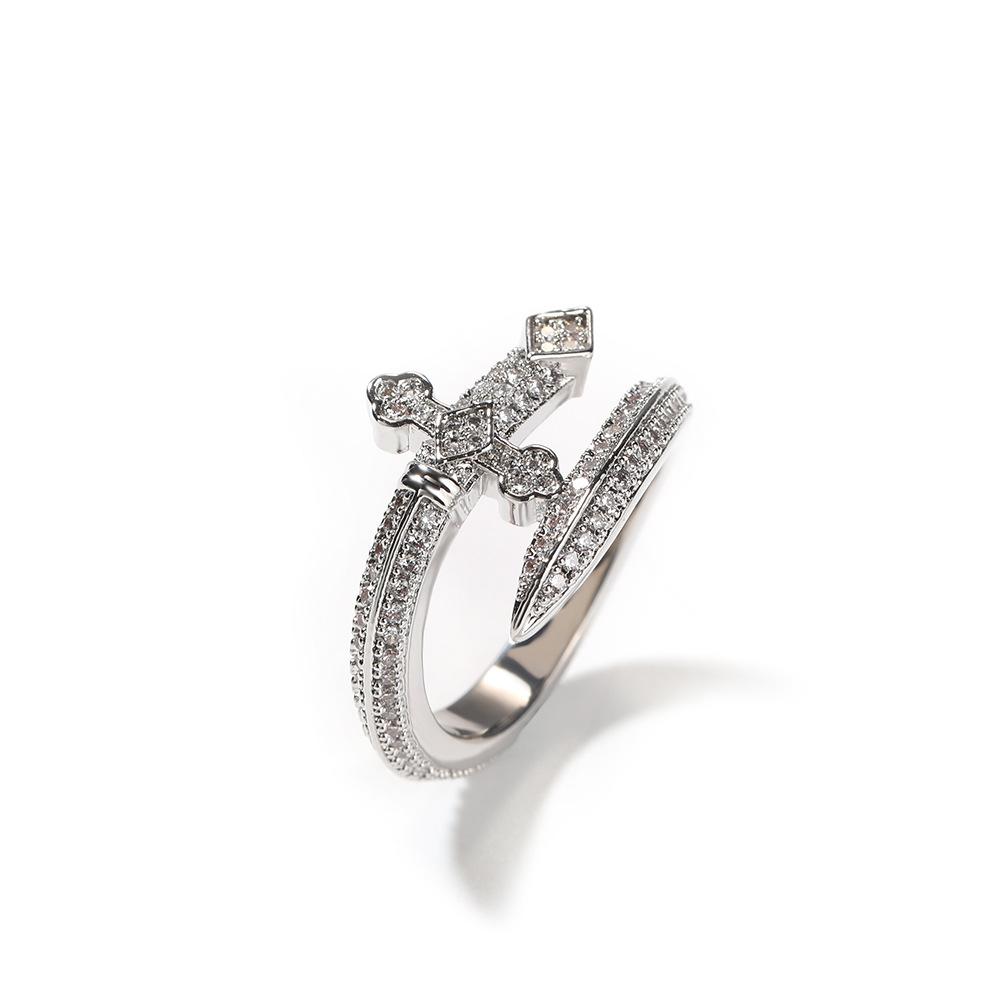 Micro-inlaid Zircon Sword of Justice Vintage Ring Gold Personality Men's and Women's Trend Ring