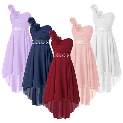 Vestidos de un solo hombro para niñas, vestidos formales para fiestas, bodas, niñas con flores, vestidos de baile