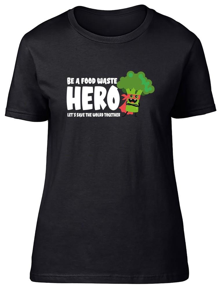 Be a Food Waste Hero Super Hero Brocolli Womens T-Shirt Ladies Gift Tee 4XL