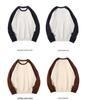 Women's Color Block Raglan Sweatshirt - Thin Long Sleeve, Round Neck, Drop Shoulder, Loose Fit for Autumn/Winter 2024