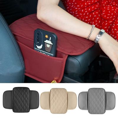 Portable Center Console Armrest Cushion Multifunctional PU Leather Armrest Pad Height Increasing Car Arm Rest Box Cover Car