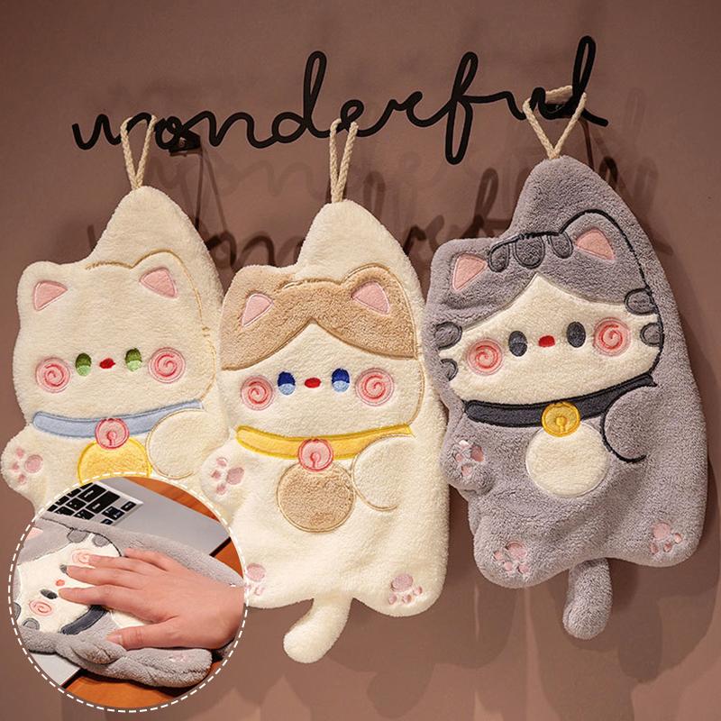 Cartoon Hand Towel Wall Hanging Towel Thickened Soft Handkerchief Rag For Kitchen Bathroom Washing Hands Cloth Water-Absorbing