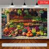 2D Old Town Grocery Backdrop, Fresh Market Scene Background for Farm-to-Table & Organic Events