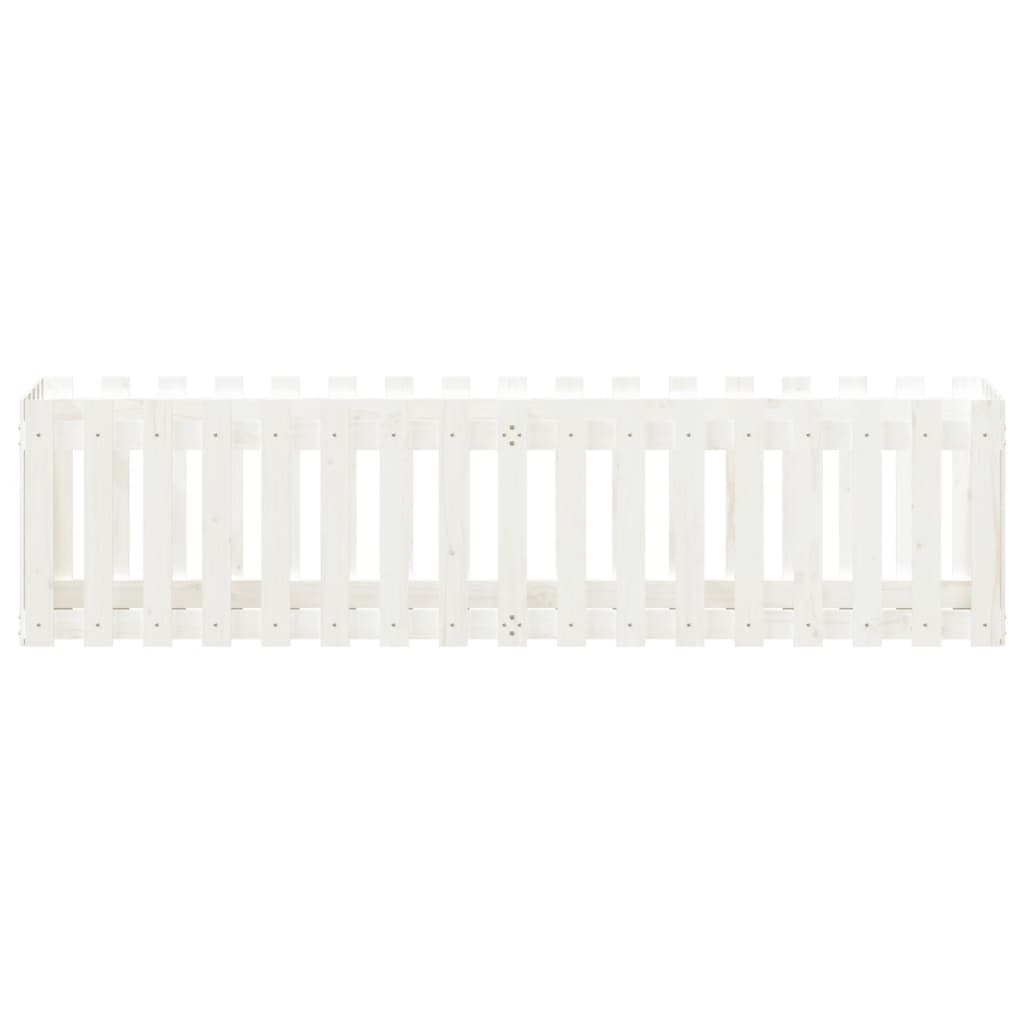 Vidaxl Rabata Ogrodowa Z Płotkiem, Biała, 200X50X50 Cm, Drewno Sosnowe