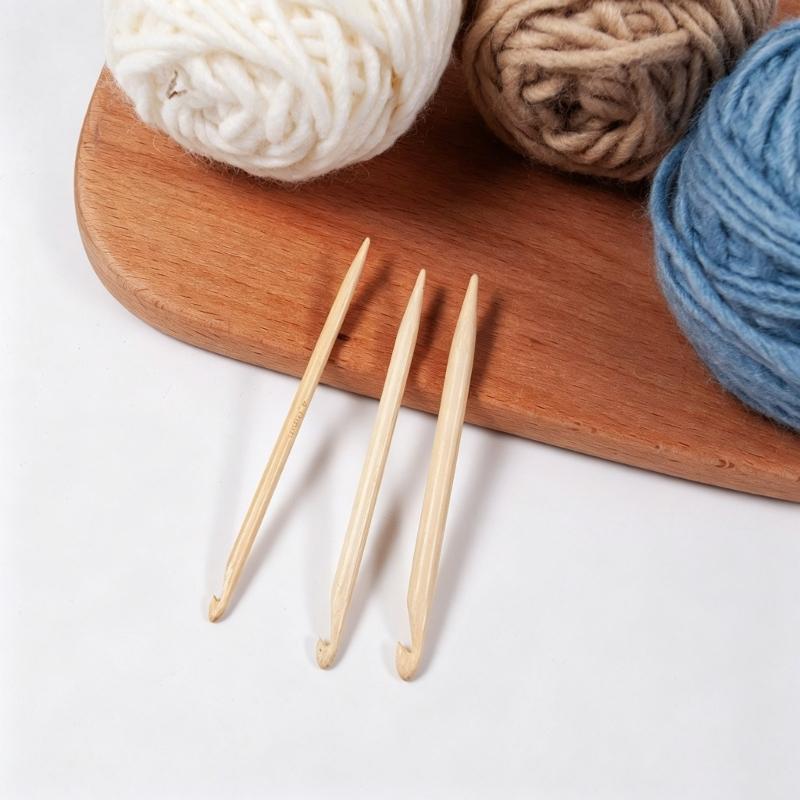 Häkelnadeln mit Holzgriff für Pullover Schals Garn Handarbeit Reparatur und Stricken Häkeln 2 Größen Vogelspitze Stricknadeln